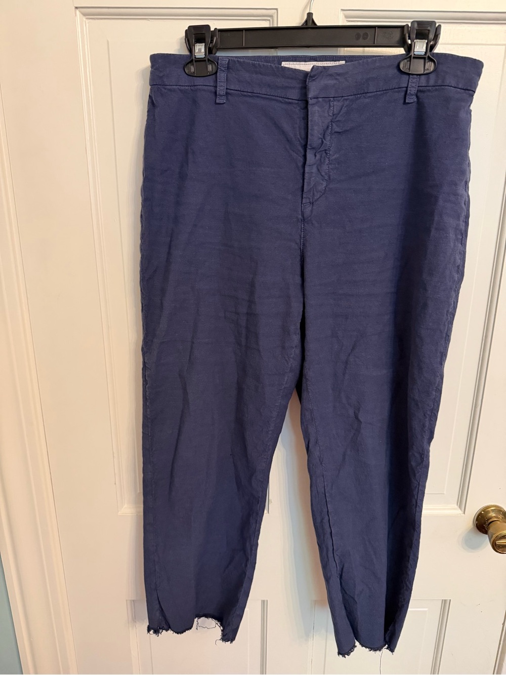 Frank & Eileen Navy Linen-Blend Casual Chinos
